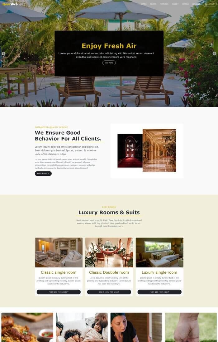 Hotel and resort Landing Page
