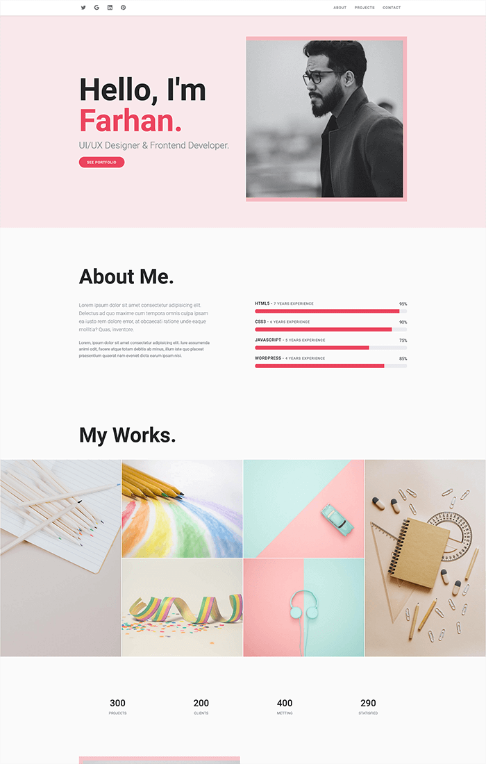 Personal resume Landing Page screenshort
