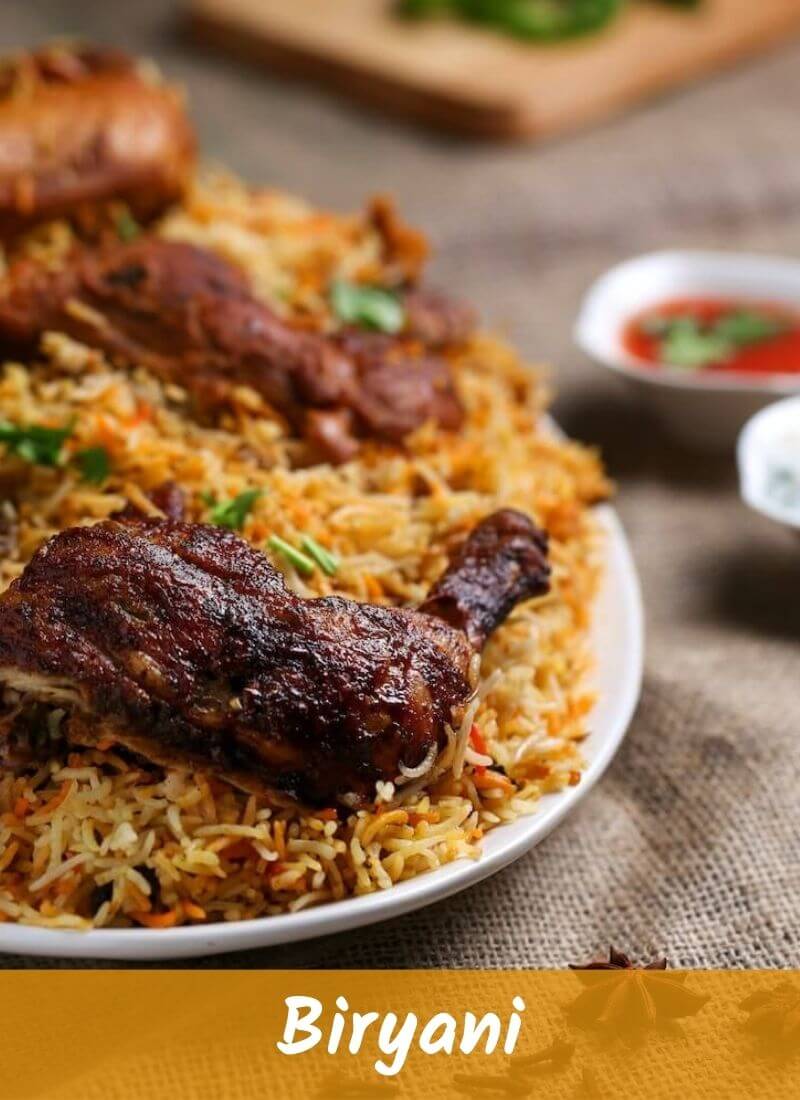 A plate of chicken biriani